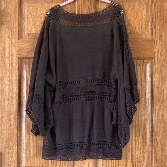 Chico's Dark Brown Open-Knit Cardigan Sweater 2 (Large) - Picture 2 of 9